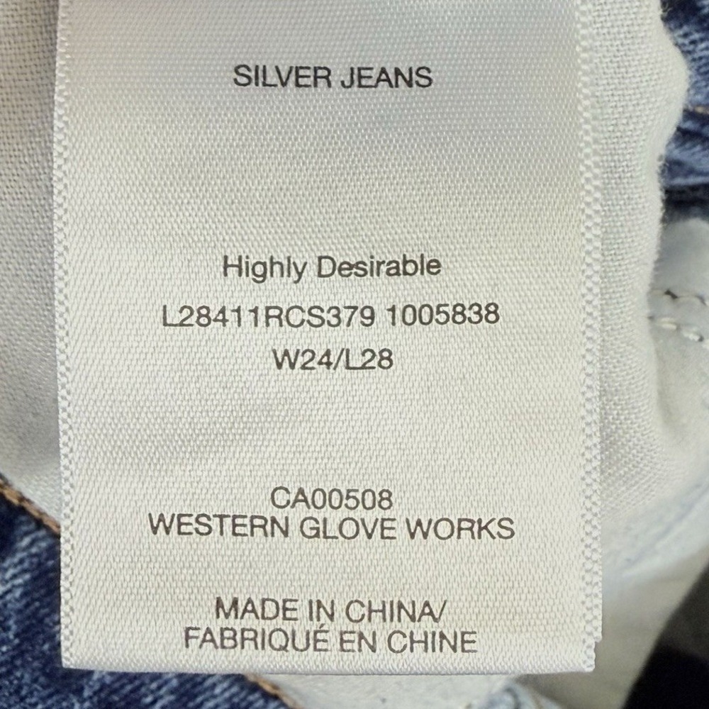 Silver Jeans Womens 24 x 28 Slim Straight Leg‎ Distressed Raw Rodeo Western Boho - Picture 7 of 7
